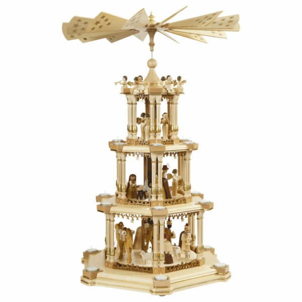 Barocke Weihnachtspyramide Christi Geburt, natur