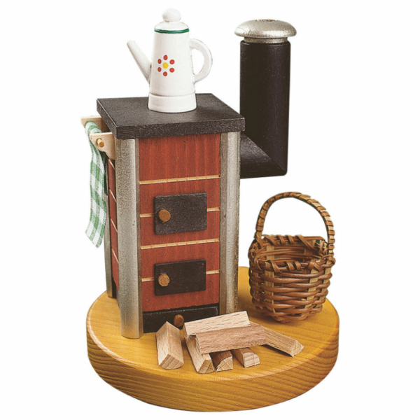 Herd mit Kanne für Räucherkerzen, rot