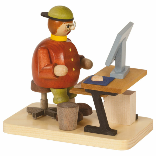 Räuchermann Computerfreak, sitzender Computerfachmann