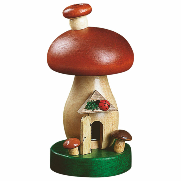 Räucherpilz, Räucherhaus aus einem Pilz mit roter Kappe gemacht