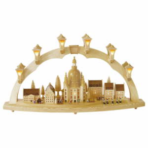 Schwibbogen groß. Seiffener Kirche mit Dorf, elektr. Beleuchtung_002-012-00953