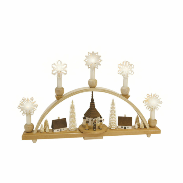 Schwibbogen Laternenkinder mit Seiffener Kirche, elektrisch beleuchtet_002-012-00961