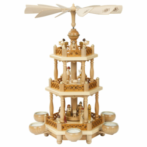 Weihnachtspyramide 2-stöckig Christi Geburt für Teelichter