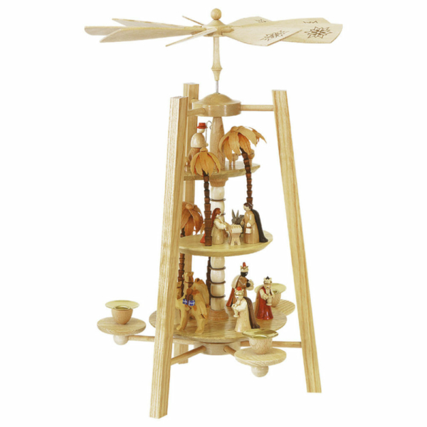 Weihnachtspyramide Christi Geburt 3-stöckig, natur