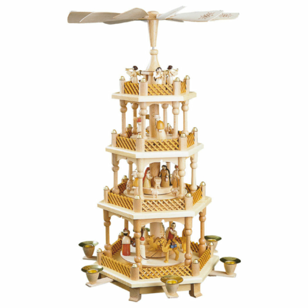 Weihnachtspyramide Christi Geburt, 3 Etagen, Farbe Natur