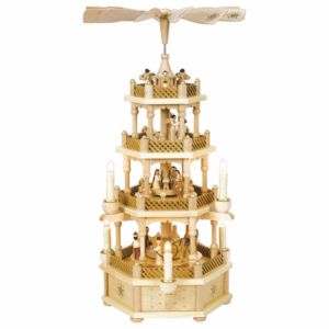 Weihnachtspyramide Christi Geburt 3-stöckig, Farbe Natur, elektrische Kerzen