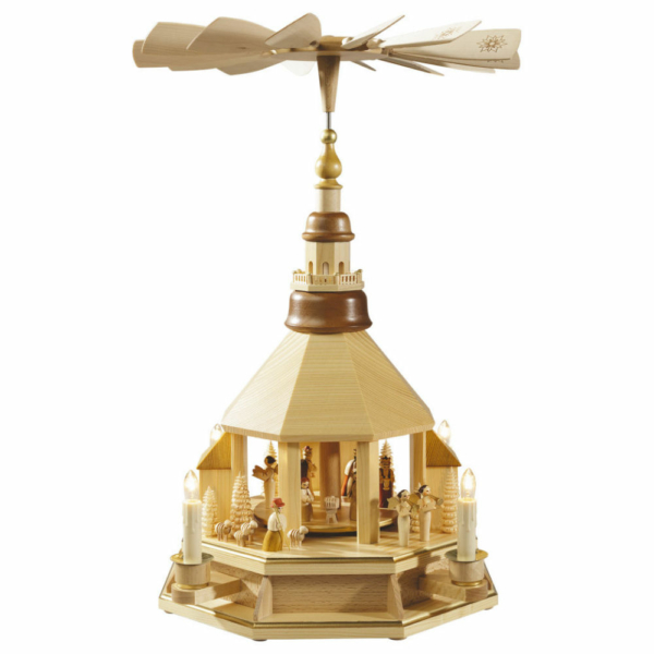 Weihnachtspyramide Kirche hell, Christi Geburt