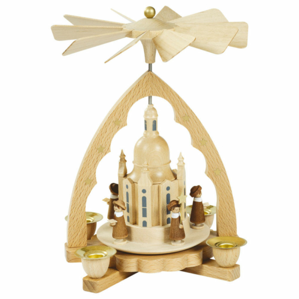 Weihnachtspyramide mit Dresdner Frauenkirche und Kurrende