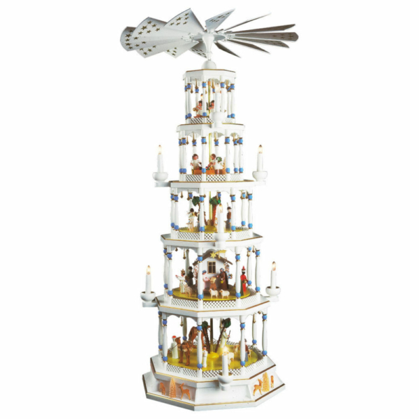 Weihnachtspyramide Romantik 5 Stockwerke, weiß